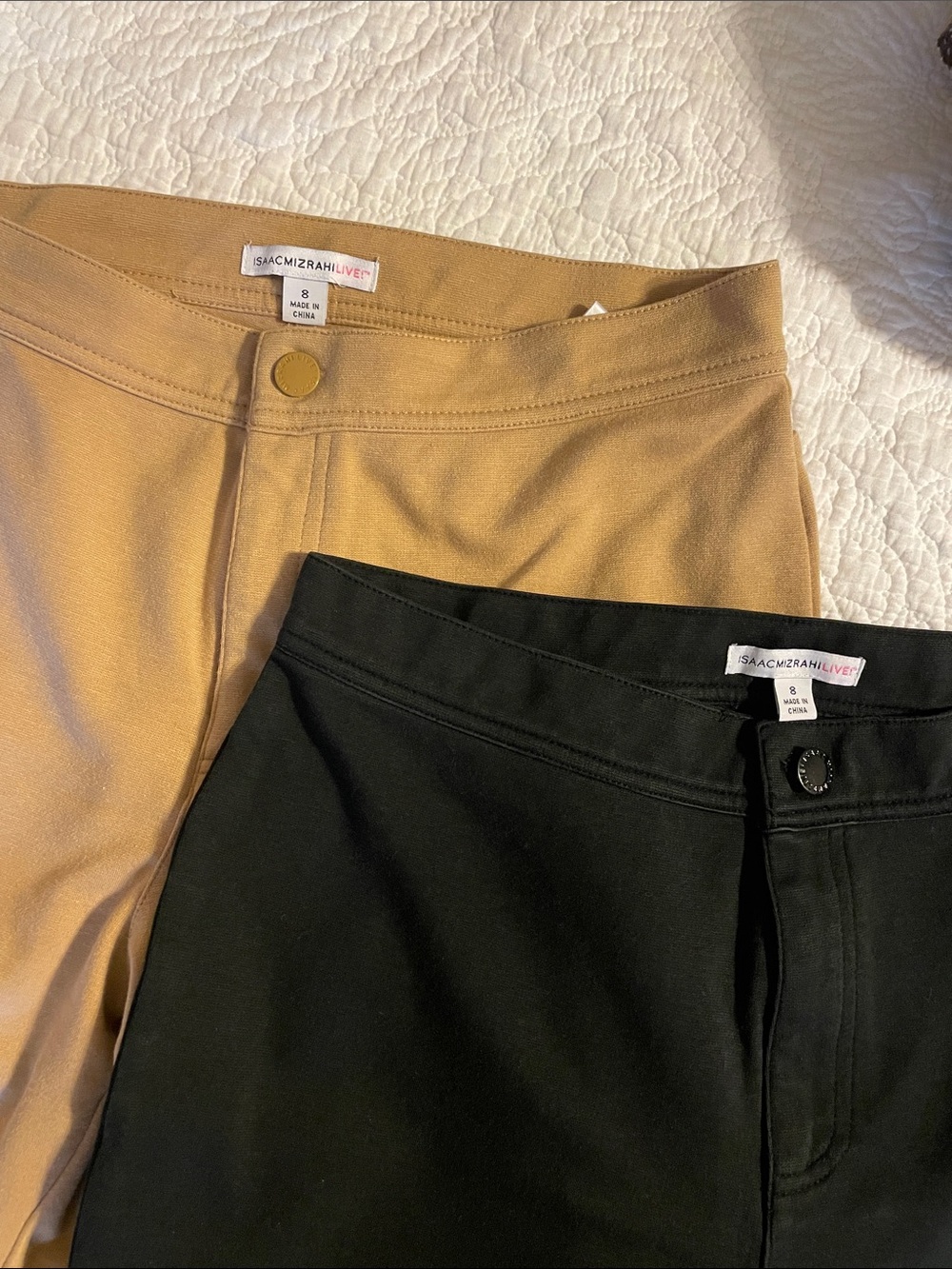 Isaac Mizrahi Black and Tan Stretch pants